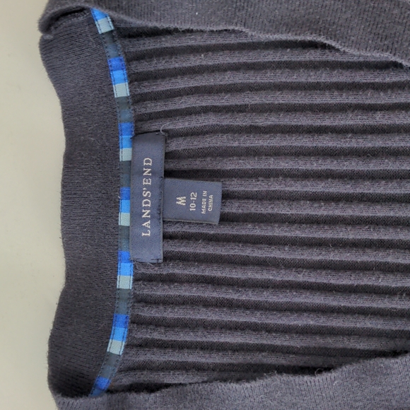 Lands' End V Neck Ribbed Cotton Cardigan Blue size Medium - Picture 6 of 8